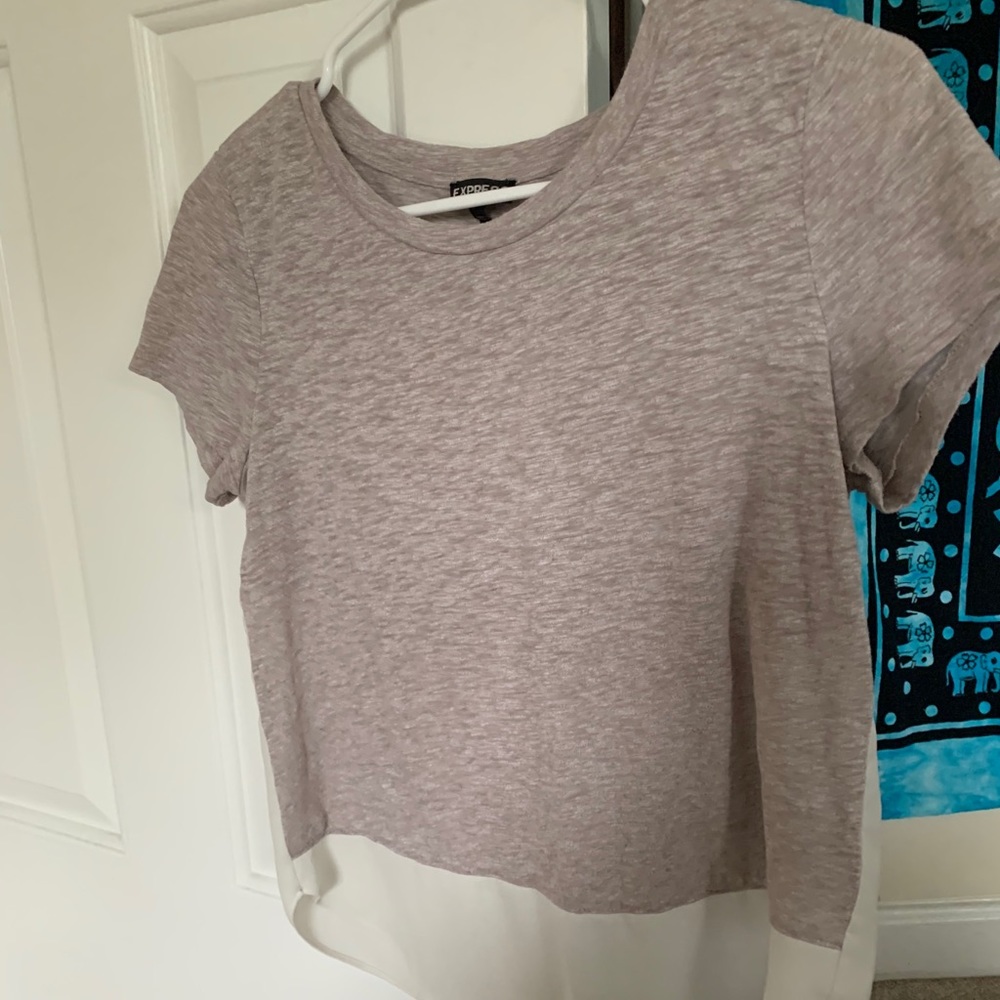 Tan and cream blouse